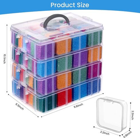Douorgan Bead Organizer Box, 112 Pcs Small Bead Organizers, 4-Tier Bead Storage Containers Portable Bead Organizer and Storage Box Stackable Plastic Cases for Bracelet Making DIY Jewelry Nail Charms in Saudi Arabia