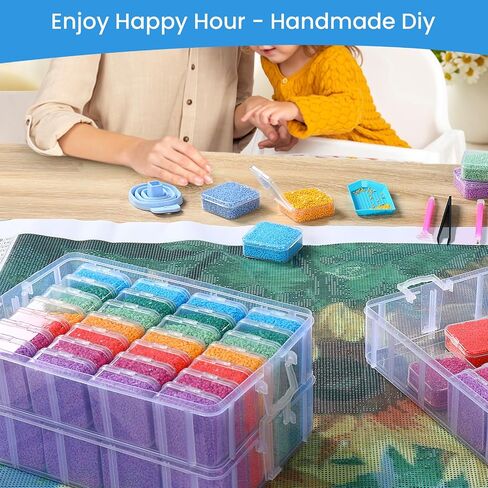 Douorgan Bead Organizer Box, 112 Pcs Small Bead Organizers, 4-Tier Bead Storage Containers Portable Bead Organizer and Storage Box Stackable Plastic Cases for Bracelet Making DIY Jewelry Nail Charms in Saudi Arabia