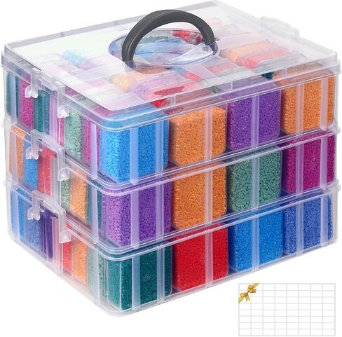 Douorgan Bead Organizer Box, 112 Pcs Small Bead Organizers, 4-Tier Bead Storage Containers Portable Bead Organizer and Storage Box Stackable Plastic Cases for Bracelet Making DIY Jewelry Nail Charms in Saudi Arabia