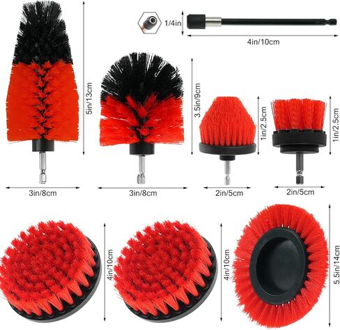 8 Pcs Drill Brush Attachment Set, Power Cleaning Scrub Brush Kit with Extend Long Attachment, All Purpose Drill Scrub Brushes for Car, Grout, Floor, Tub, Bathroom and Kitchen (Yellow) in Saudi Arabia