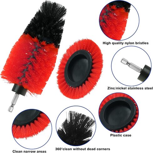 8 Pcs Drill Brush Attachment Set, Power Cleaning Scrub Brush Kit with Extend Long Attachment, All Purpose Drill Scrub Brushes for Car, Grout, Floor, Tub, Bathroom and Kitchen (Yellow) in Saudi Arabia