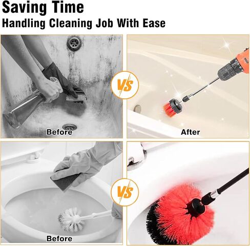 8 Pcs Drill Brush Attachment Set, Power Cleaning Scrub Brush Kit with Extend Long Attachment, All Purpose Drill Scrub Brushes for Car, Grout, Floor, Tub, Bathroom and Kitchen (Yellow) in Saudi Arabia