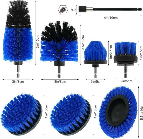 8 Pcs Drill Brush Attachment Set, Power Cleaning Scrub Brush Kit with Extend Long Attachment, All Purpose Drill Scrub Brushes for Car, Grout, Floor, Tub, Bathroom and Kitchen (Yellow) in Saudi Arabia