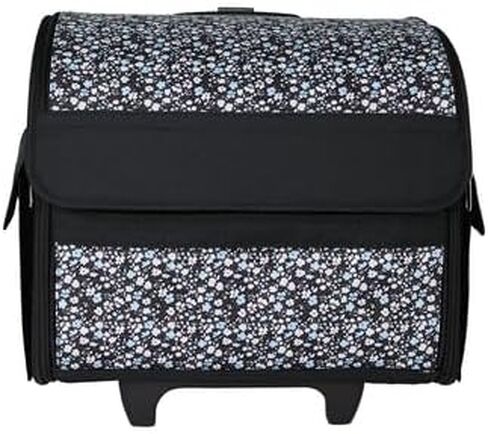 Everything Mary Collapsible Rolling Sewing Machine Tote - Premium Polyester Construction - Universal Fit - Portable with Dual Wheels and Telescoping Handle - Pink Abstract in Saudi Arabia