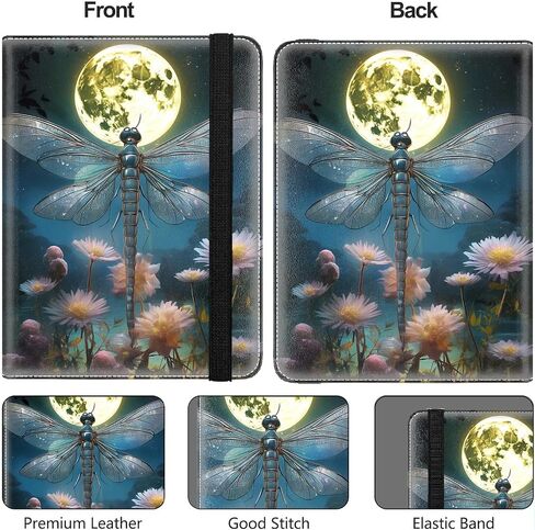 Passport Cover for Women & Men with RFID Blocking, Waterproof Passport Wallet and Luggage Tag Set，PU Leather Travel Documents Organizer, Passport Holder with Card Slot，Dragonfly Moon in Kuwait