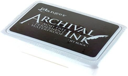 Archival Ink Black, 0.11 Oz - Permanent Waterproof Black Dye Ink Pad | Bundled with Paper Scissors, Fade-Resistant Inkpad for Fingerprints, Crafting and Stamping ~ [Pack of 2] in Saudi Arabia