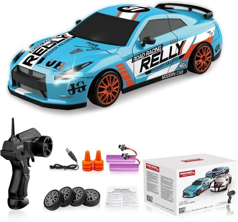 RC Drift Car Remote Control Car 2.4GHz 1:24 Scale 4WD 15KM/H High Speed Model Vehicle LED Lights Drifting Tire Racing Sport Toy Car for Adult Boys Girls Kids Gift 2Pcs Rechargeable Batterie in Saudi Arabia
