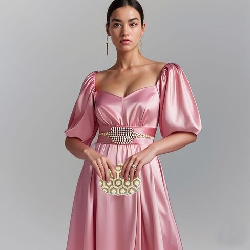 حقيبة يد نسائية للسهرة مصنوعة من حجر الراين واللؤلؤ وحقيبة يد ببريق لامع مع سلسلة in Kuwait