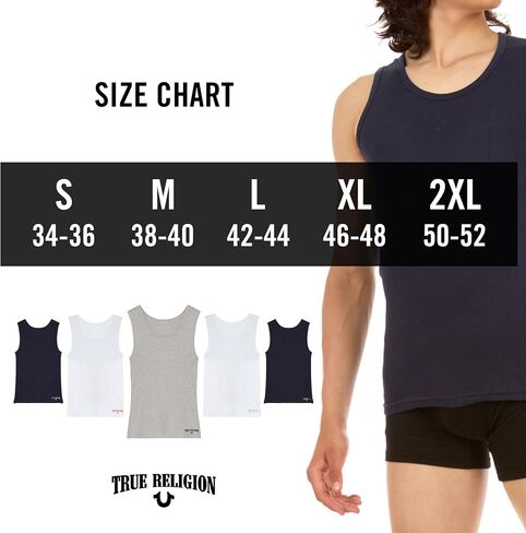 True Religion Lightweight Tank Tops for Men, 5 Pack Classic Ribbed Cotton Mens Undershirts in Saudi Arabia