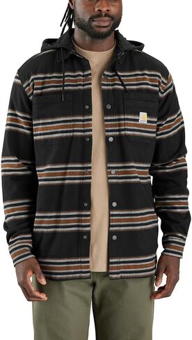 Carhartt Men's Rugged Flex Relaxed Fit Flannel Fleece Lined Hooded Shirt Jac in Saudi Arabia