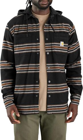 Carhartt Men's Rugged Flex Relaxed Fit Flannel Fleece Lined Hooded Shirt Jac in Saudi Arabia