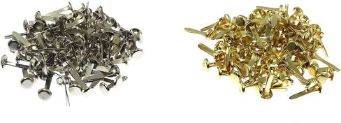 RLECS 200PCS Mini Metal Thumbtacks Gold and Silver 100 Each for DIY Crafts Scrapbooking Card Making Photo Display Ribbon Office (8x20mm) in Saudi Arabia