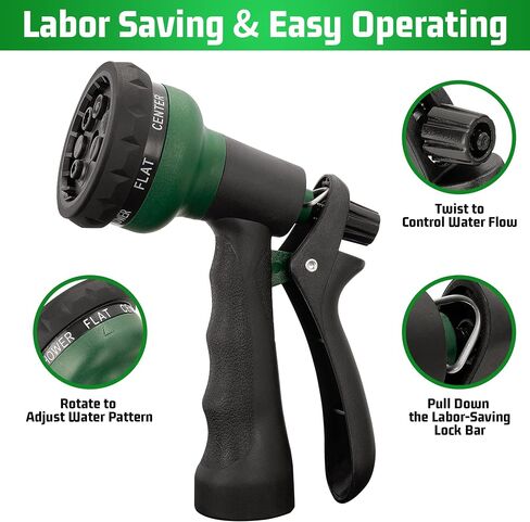 NEXCOVER Garden Hose Nozzle Sprayer - 7 Adjustable Watering Patterns Nozzle for Water Hose, Non-Slip Garden Spray Nozzle Hose Attachment for Car Washing, Watering Plants, Pets Showering,Lawns Cleaning in Saudi Arabia