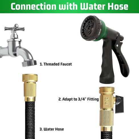 NEXCOVER Garden Hose Nozzle Sprayer - 7 Adjustable Watering Patterns Nozzle for Water Hose, Non-Slip Garden Spray Nozzle Hose Attachment for Car Washing, Watering Plants, Pets Showering,Lawns Cleaning in Saudi Arabia
