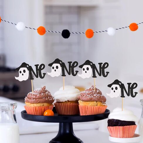 Ercadio 24PCS Halloween Tombstone Cupcake Toppers Glitter Black RIP Cemetery Graves Crow Cross Cupcake Picks for Halloween Theme Birthday Party Cake Decorations Supplies in Kuwait