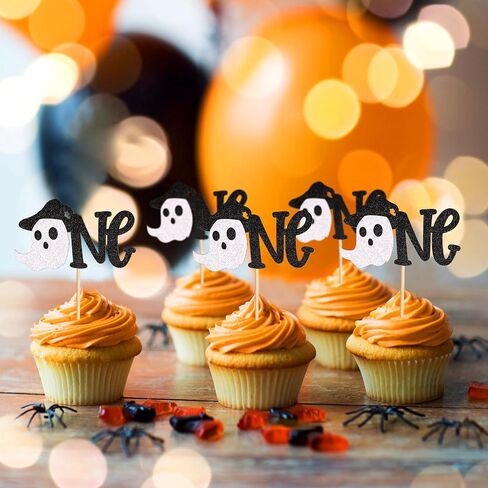 Ercadio 24PCS Halloween Tombstone Cupcake Toppers Glitter Black RIP Cemetery Graves Crow Cross Cupcake Picks for Halloween Theme Birthday Party Cake Decorations Supplies in Kuwait