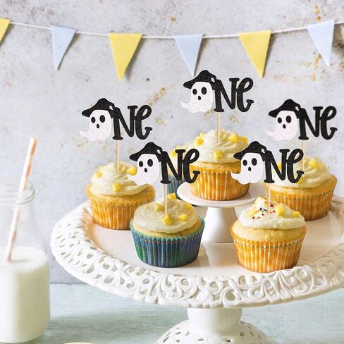 Ercadio 24PCS Halloween Tombstone Cupcake Toppers Glitter Black RIP Cemetery Graves Crow Cross Cupcake Picks for Halloween Theme Birthday Party Cake Decorations Supplies in Kuwait
