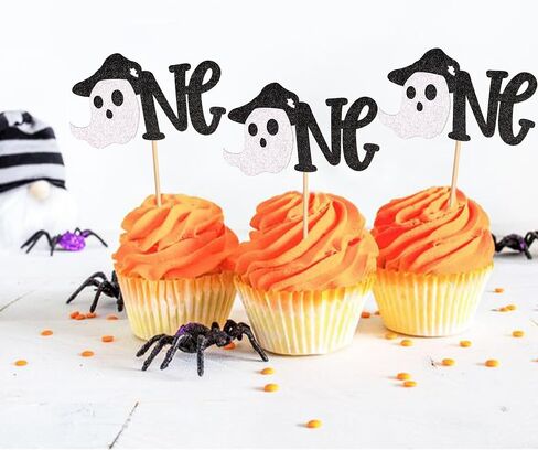 Ercadio 24PCS Halloween Tombstone Cupcake Toppers Glitter Black RIP Cemetery Graves Crow Cross Cupcake Picks for Halloween Theme Birthday Party Cake Decorations Supplies in Kuwait