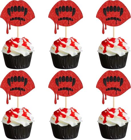 Ercadio 24PCS Halloween Tombstone Cupcake Toppers Glitter Black RIP Cemetery Graves Crow Cross Cupcake Picks for Halloween Theme Birthday Party Cake Decorations Supplies in Kuwait