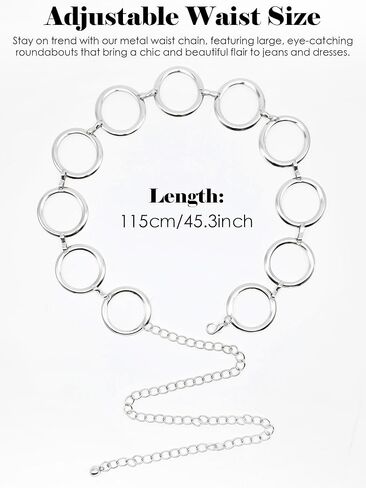 حزام سلسلة أنيق من أميكو للنساء، أحزمة خصر قابلة للتعديل لفساتين الجينز والسراويل والحفلات الموسيقية الريفية in Kuwait