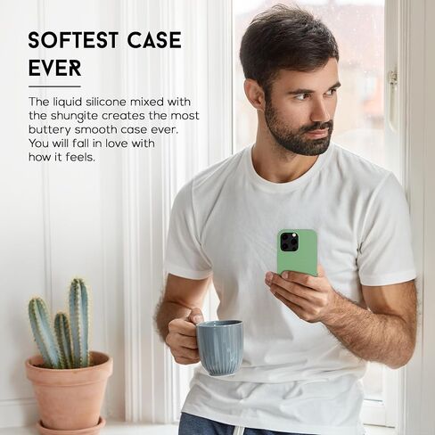 EMF Protection and Anti-Radiation Liquid Silicone Shungite Case for iPhones, 5G Shield Reduction, Lightweight Protective Back Cover (Green, 14 Pro Max) in Saudi Arabia