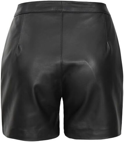 Decrum Real Leather Shorts for Women - Trendy Casual Womens Lambskin Leather Short Bottoms in Saudi Arabia
