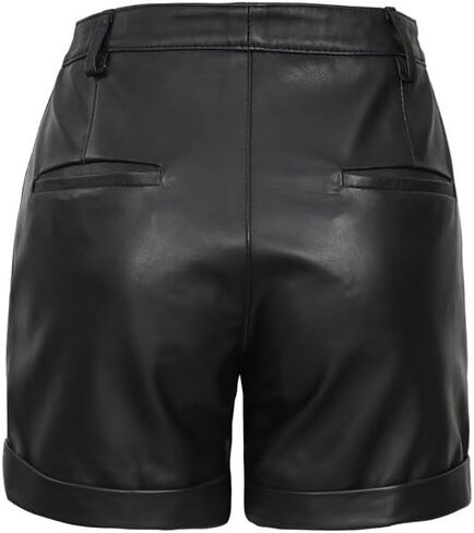 Decrum Real Leather Shorts for Women - Trendy Casual Womens Lambskin Leather Short Bottoms in Saudi Arabia