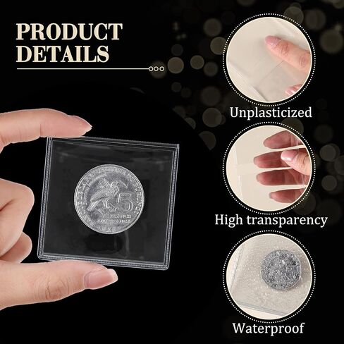 Sweetude 100 Pcs Double Pocket Unplasticized Coin Flips Coin Sleeves Vinyl Coin Collection Holder for Long Term Coin Storage (2.5 x 5 Inch) in Saudi Arabia