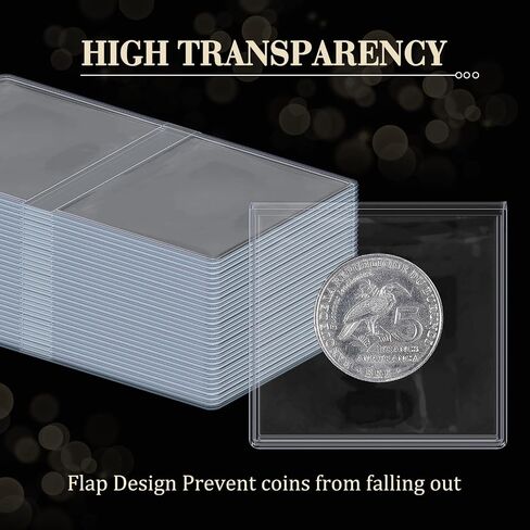 Sweetude 100 Pcs Double Pocket Unplasticized Coin Flips Coin Sleeves Vinyl Coin Collection Holder for Long Term Coin Storage (2.5 x 5 Inch) in Saudi Arabia