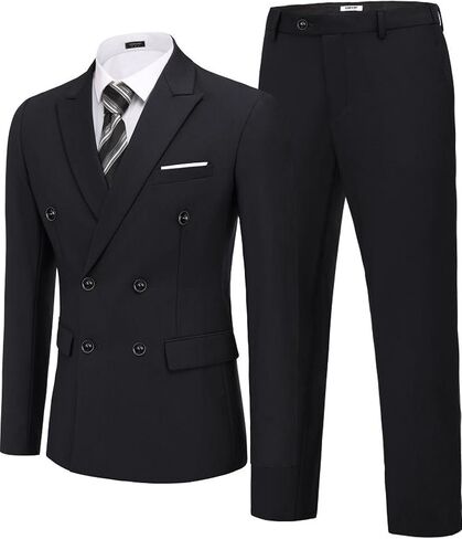 COOFANDY Men's 2 Piece Double Breasted Suits Slim Fit Tuxedo Jacket and Dress Pants Set for Wedding Business Prom in Saudi Arabia