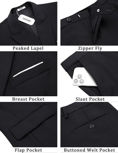 COOFANDY Men's 2 Piece Double Breasted Suits Slim Fit Tuxedo Jacket and Dress Pants Set for Wedding Business Prom in Saudi Arabia