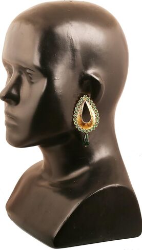 Touchstone Indian Bollywood Traditional Handcrafted Designer Crystal Jewelry Colorful Long Earrings Jhumki in Gold Or White Tone for Women. in Saudi Arabia