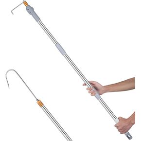 Truck Cargo Grabber, 4.3-5.8 FT Truck Cargo Retriever Telescoping Pole, Truck Grabber Reach Tool for Pickup Truck Bed Heavy Duty Truck Accessories(with Two Hooks)