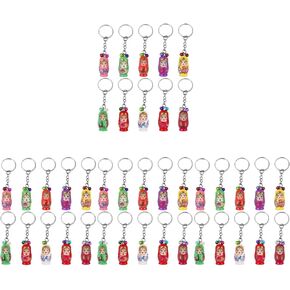 Mini Nesting Doll Keychains - 40 Pcs Party Giveaways Mini Babushka Doll Key Chains Matryoshka Keychains for Kids Fashion