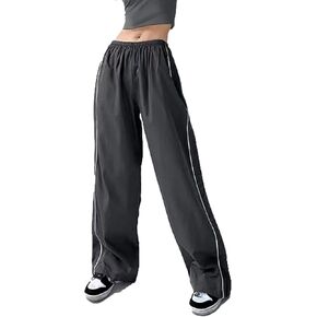Women Y2K Baggy Pants Wide Leg Parachute Pants Casual Sweatpants Track Pants with Pockets