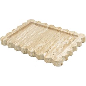 Genuine 100% Indian Green Scalloped Marble Tray, Real Natural Marble Stone Trays, Luxury Marble Decorative Trays for Bathroom, Dresser, Vanity, Home Decor, 10.6" x 8", Dark Emerald Green