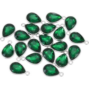 MECCANIXITY Alloy Glass Crystal Teardrop Charm Jewelry Making Charm for Necklaces, Bracelets