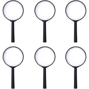 6 Pieces Magnifying Glasses Plastic Magnifying Glasses Handheld Magnifier Portable Reading Magnifiers Plastic Magnifier Mini Handheld Magnifying Lenses, Black