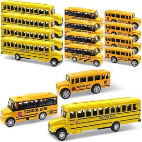 12 Pcs School Bus Toy Pull Back School Bus Die Cast Metal Toy Bus with Bright Yellow for Boys Girls Birthday Gift(3 Styles)