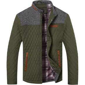 HOOD CREW Men’s Quilted Down Jacket Autumn Winter Coat Lightweight Business Causal Shirt Jacket