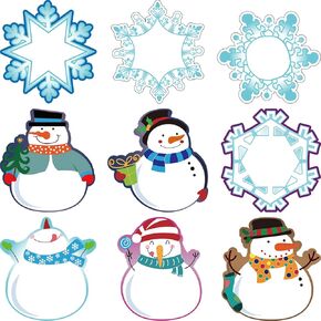Colorful Winter Mix Cut-Outs Versatile Classroom Decoration Snowmen Snowflake Cutouts with Glue Point Dots for Bulletin Board School Christmas Winter Theme Party, 5.9 x 5.9 Inch (45 Pieces)