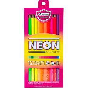 MASTERART Neon Colored Pencils 12 Fluorescent Colors Set for Kids and Adults Coloring