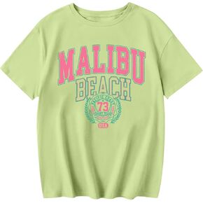 Jinluth Cute Letter Graphic Tees for Girls Preppy Aesthetic Shirts Oversized Trendy T Shirts Loose Casual Summer Tops