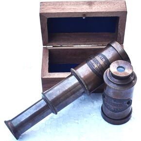 Nautical 6'' Marine Handheld Brass Telescope with Wooden Box - Telescope for - Pirate Navigation Adventure Telescope monocular Spyglass