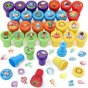 Space Party Favors, 26psc Stamps for Kids Galaxy Birthday Party Supplies Stuffer Treat Gift Goodie Bag Filler