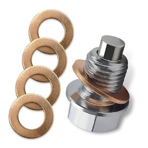 6 PCS Car M14 x 1.5 Oil Drain Screw Washer Set, Alloy Oil Drain Plug + Copper Sealing Washer, Replace 11026-01M02, Suitable for Qashqai, X-Trail, New Teana, New Sunny, Livina, Sylphy (Silver)