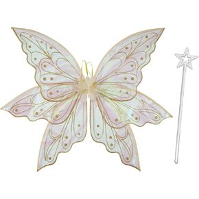 Lucakuins Fairy Wings for Women,Butterfly Wings for Girls,3 Pcs Fairy Costume Dress Up Halloween Cosplay Princess Party Favor