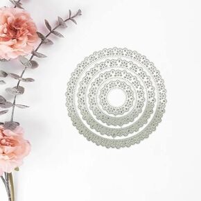 Round Lace Border Embossing Cutting Dies Coasters Stencil Template for Card Making Scrapbook Album, Metal Die Cuts Embossing Stencil Cutting Dies Lace Border Round for Card, Scrapbooking Die-Cuts