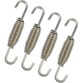 Motoforti 4pcs 68mm 2.68" Motorcycle Muffler Exhaust Pipe Spring Universal Stainless Steel Silver Tone Long-lasting