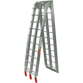 Pit Posse PP2755 Aluminum Folding Truck Ramp for Motorcycle Loading 7.5ft (89") - 750lbs Rated - includes Bonus Strap Tie-Down - Dirt Street Bike Trailer